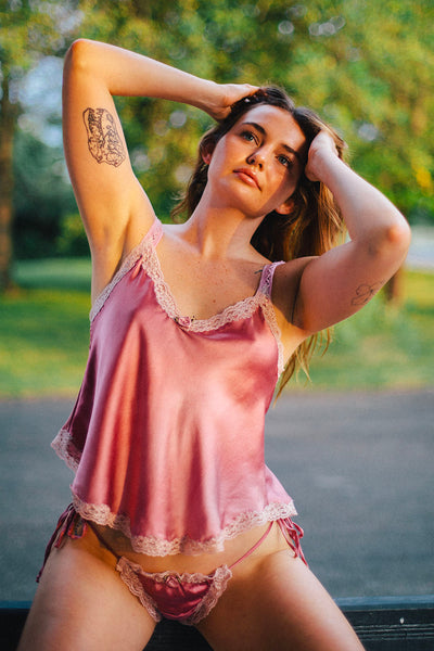 Sonnet Camisole in Organic Dyed Rose Silk Charmeuse