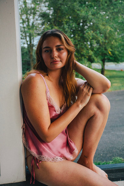 Sonnet Tie Panty in Organic Dyed Rose Silk Charmeuse