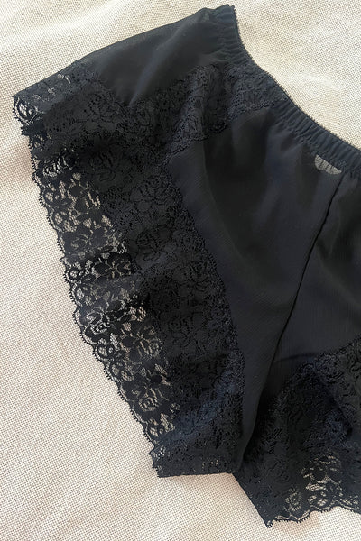Finisterre Tap Short in Black Silk Chiffon