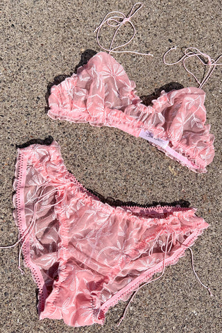 ANAPHORA SET IN VINTAGE PINK EMBROIDERED CHIFFON (Only One AVAILABLE- ANY SIZE!)