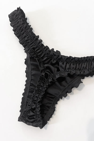 Cardamine Thong in Black Silk Charmeuse