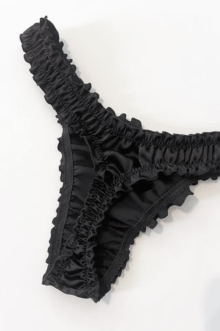 Cardamine Thong in Black Silk Charmeuse