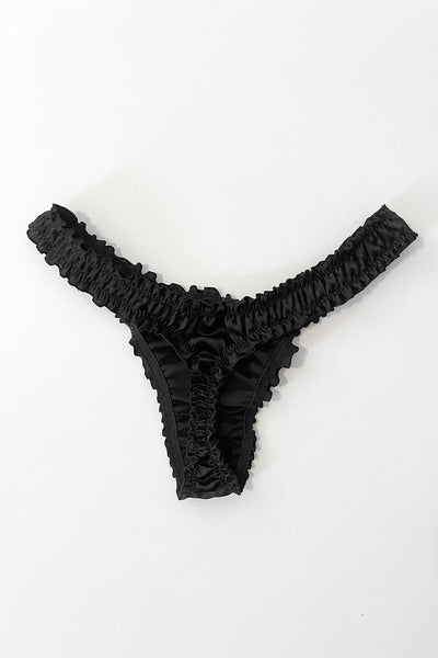 Cardamine Thong in Black Silk Charmeuse