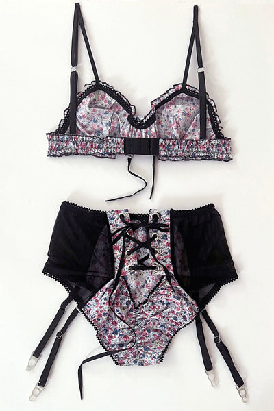 Cardamine Lace Up Bralette + Garter Short Mystery Set