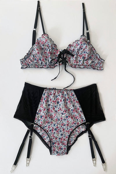 Cardamine Lace Up Bralette + Garter Short Mystery Set