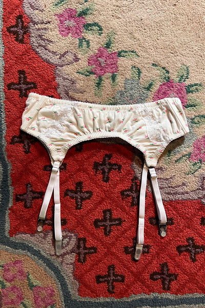 Demeter Garter Belt in Limited Edition White Floral Cotton