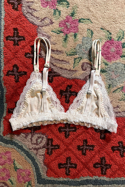 Limited Edition Demeter Triangle Bralette in Vintage White Floral Cotton