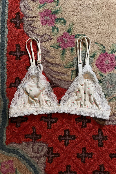Limited Edition Demeter Triangle Bralette in Vintage White Floral Cotton