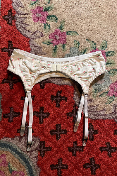 Demeter Garter Belt in Limited Edition White Floral Cotton