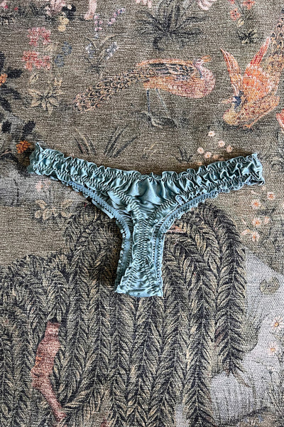 Oleander Thong in Organic Dyed Seafoam Teal Silk Charmeuse