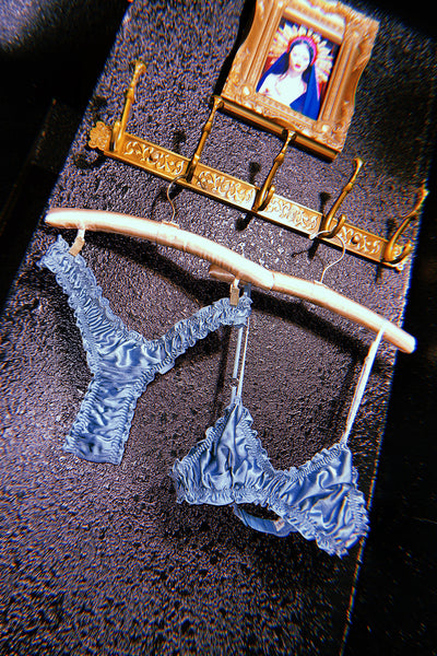Oleander Bralette in Organic Dyed Seafoam Teal Silk Charmeuse