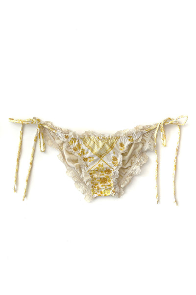 LOW STOCK Arcane String Bikini Bottom in Upcycled Vintage Floral Cotton and Lace