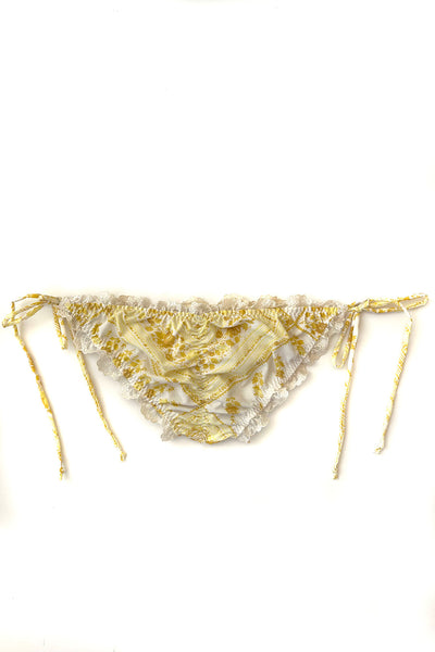 LOW STOCK Arcane String Bikini Bottom in Upcycled Vintage Floral Cotton and Lace