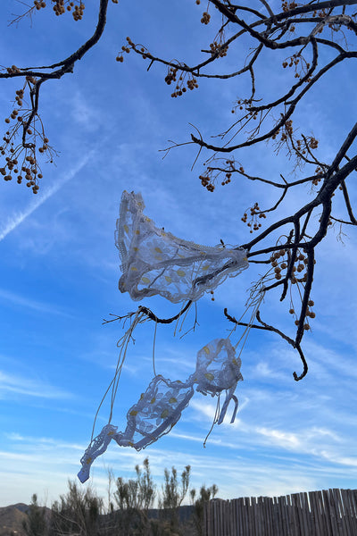 LAST ONE Anaphora Bralette in Sheer Upcycled Vintage Daisy Tulle Mesh