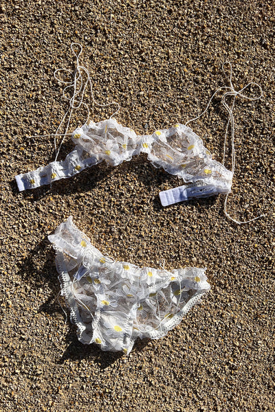 LAST ONE Anaphora Bralette in Sheer Upcycled Vintage Daisy Tulle Mesh