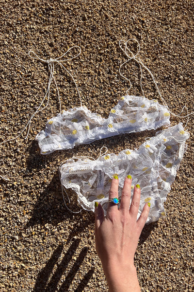 LAST ONE! Anaphora Panty in Sheer Upcycled Vintage Daisy Tulle Mesh
