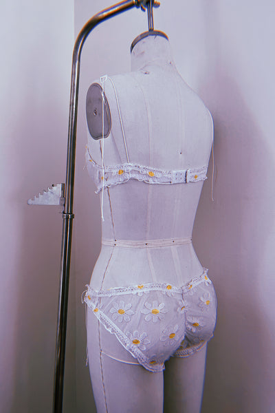 LAST ONE Anaphora Bralette in Sheer Upcycled Vintage Daisy Tulle Mesh