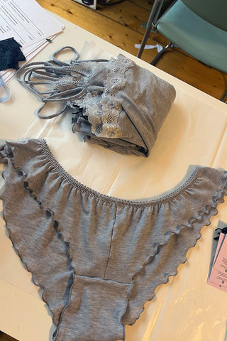 LOW STOCK Demeter Mesh Flutter Panty in Heather Grey Tencel Merino Wool