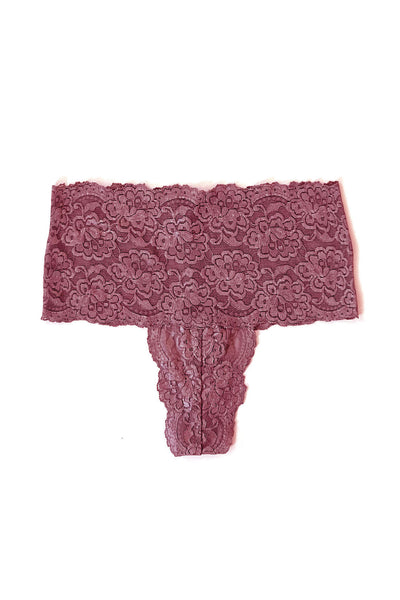 Echo High Rise Lace Thong in Rose Pink Organic Dyed Deadstock Lace