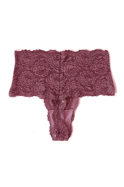 Echo High Rise Lace Thong in Rose Pink Organic Dyed Deadstock Lace