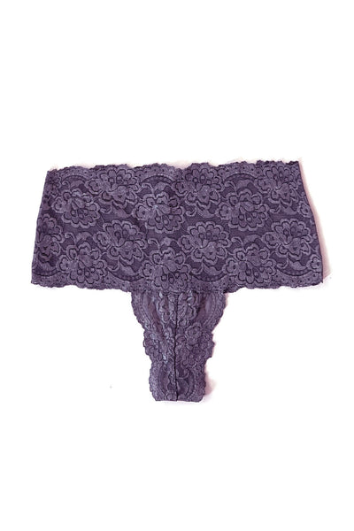 Echo High Rise Lace Thong in Lilac Purple Organic Dyed Deadstock Lace