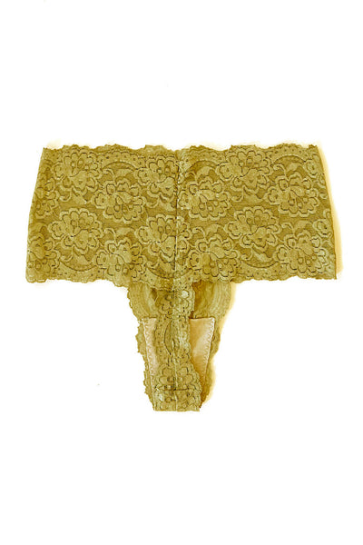 Echo High Rise Lace Thong in Marigold Yellow Organic Dyed Deadstock Lace