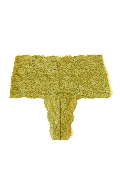 Echo High Rise Lace Thong in Marigold Yellow Organic Dyed Deadstock Lace