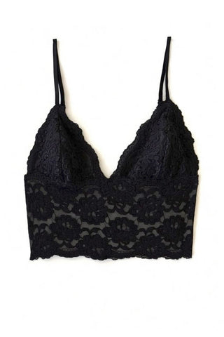 Echo Longline Lace Bralette in Black Deadstock Lace