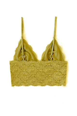 Echo Longline Lace Bralette in Deadstock Organic Dyed Yellow Lace