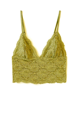 Echo Longline Lace Bralette in Deadstock Organic Dyed Yellow Lace