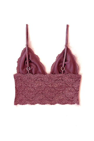 Echo Longline Lace Bralette in Deadstock Organic Dyed Pink Lace