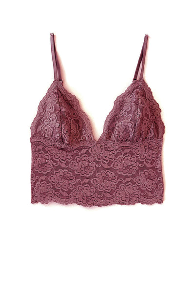 Echo Longline Lace Bralette in Deadstock Organic Dyed Rose Pink Lace