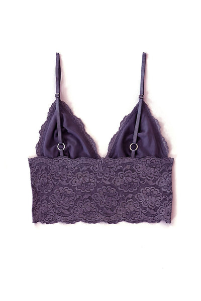 Echo Longline Lace Bralette in Deadstock Organic Dyed Lilac Purple Lace