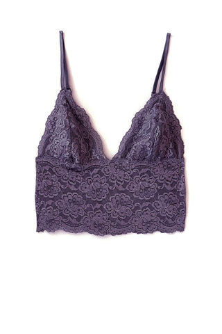 Echo Longline Lace Bralette in Deadstock Organic Dyed Purple Lace