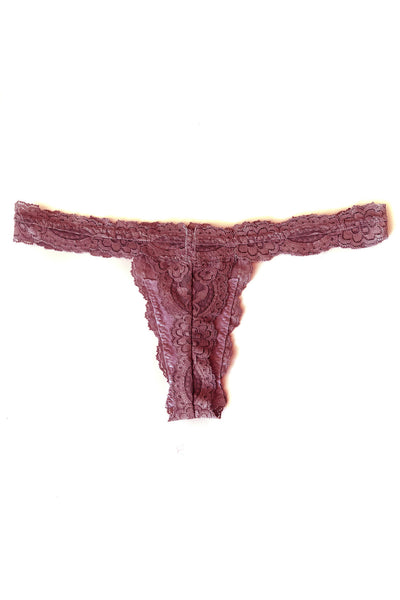 Echo High Low Rise Lace Thong in Pink Organic Dyed Deadstock Lace