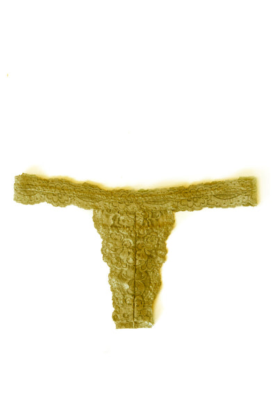 Echo High Low Rise Lace Thong in Marigold Yellow Organic Dyed Deadstock Lace