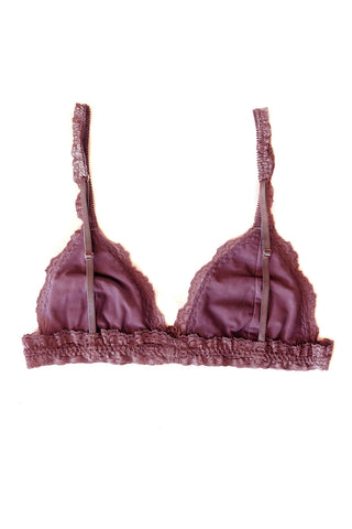 Echo Triangle Lace Bralette in Deadstock Organic Dyed Pink Lace