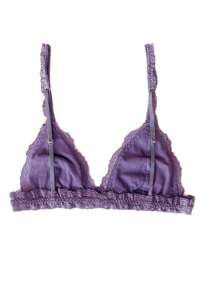 Echo Triangle Lace Bralette in Deadstock Organic Dyed Lilac Purple Lace
