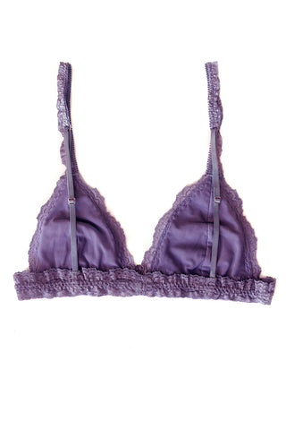 Echo Triangle Lace Bralette in Deadstock Organic Dyed Purple Lace