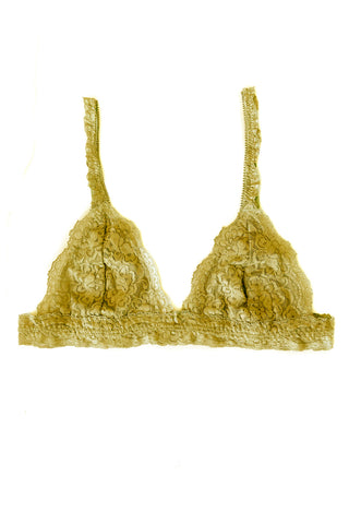 Echo Triangle Lace Bralette in Deadstock Organic Dyed Yellow Lace
