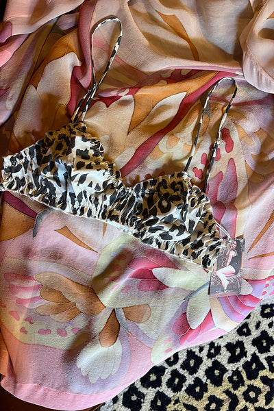 Oleander Bralette in Vintage Leopard Print Cotton
