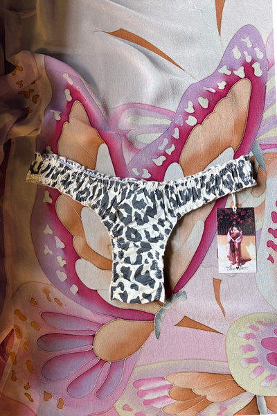 Oleander Bloomer Thong in Vintage Leopard Print Cotton