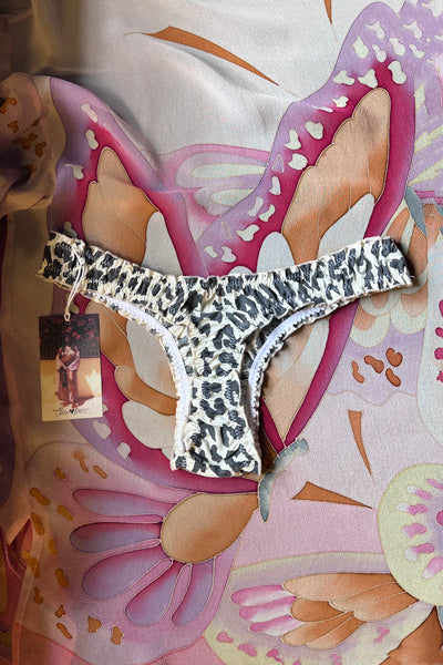 Oleander Bloomer Thong in Vintage Leopard Print Cotton