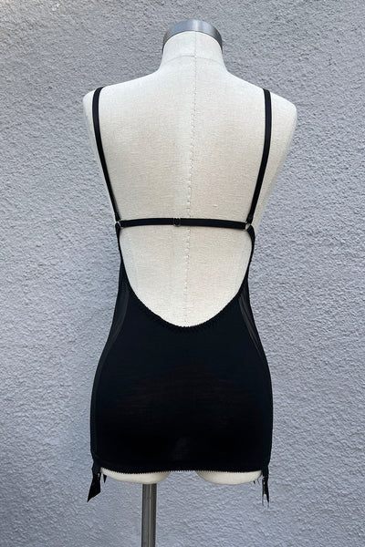 Midheaven Garter Slip Dress in Black Tencel Modal Jersey