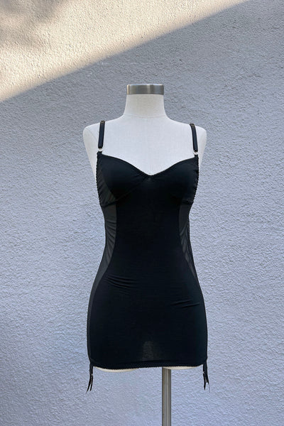 Midheaven Garter Slip Dress in Black Tencel Modal Jersey