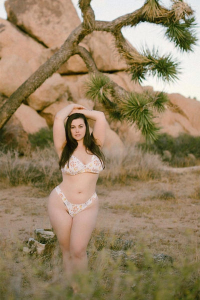 Oleander Bralette in Vintage 1970's Orange Floral Cotton Print
