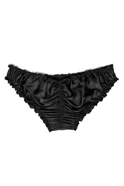 Oleander Bloomer Panty in Organic Dyed Black Silk Charmeuse
