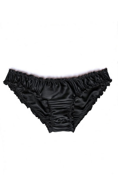 Oleander Bloomer Panty in Organic Dyed Black Silk Charmeuse