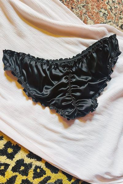 Oleander Bloomer Panty in Organic Dyed Black Silk Charmeuse