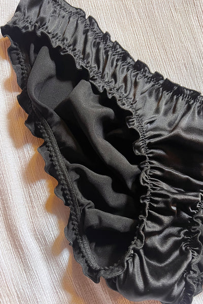 Oleander Bloomer Panty in Organic Dyed Black Silk Charmeuse
